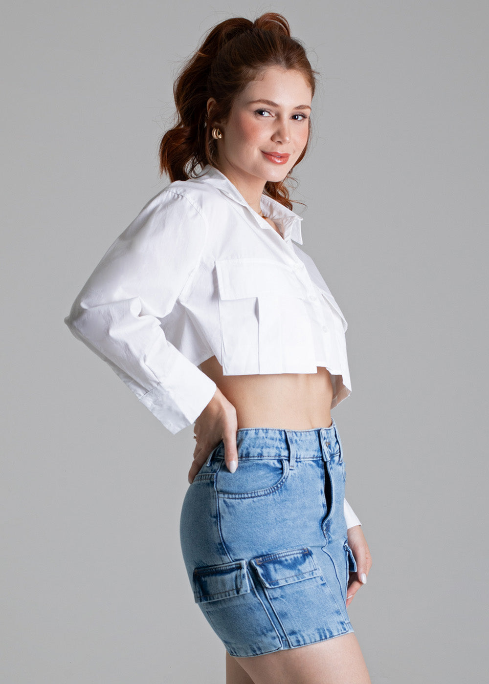 Saia Jeans Sawary Cargo - 277366 AZUL