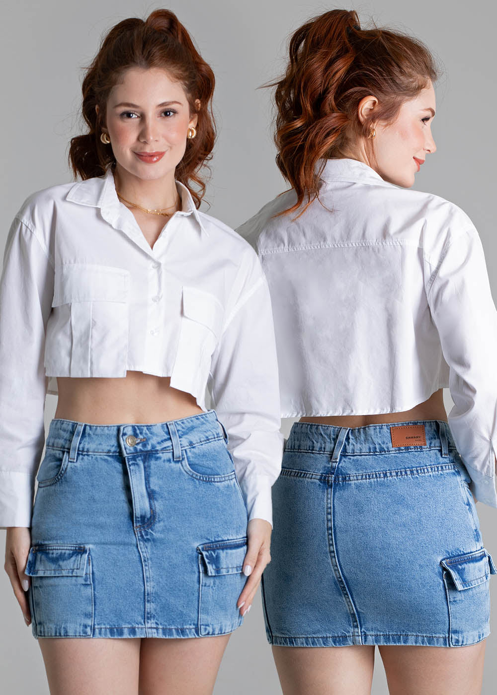 Saia Jeans Sawary Cargo - 277366 AZUL