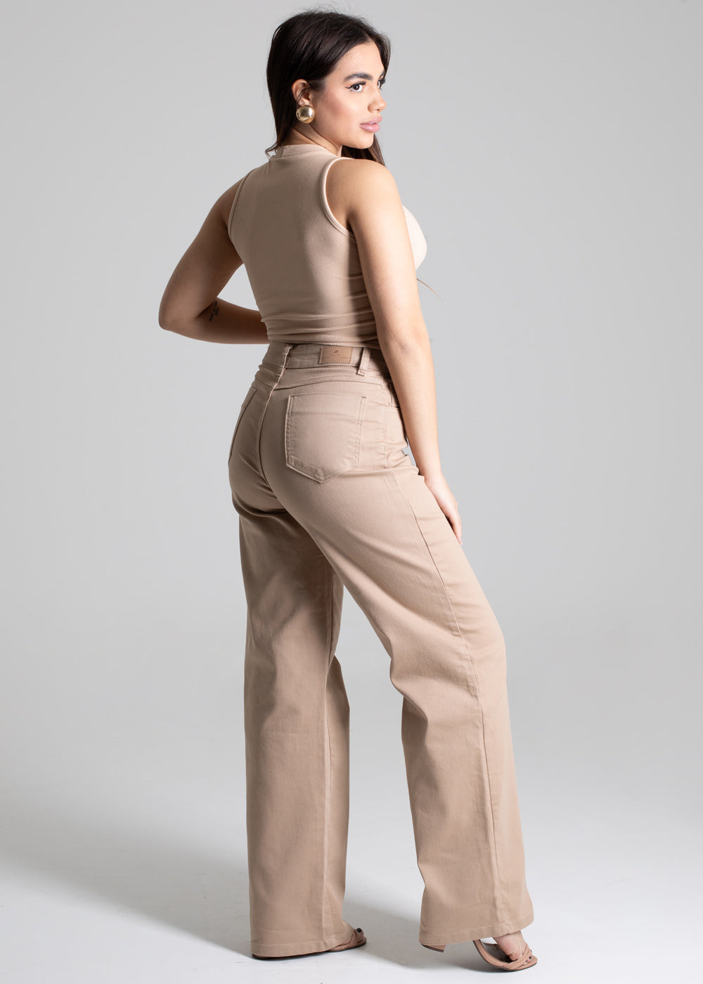 Calça Sarja Sawary Wide Leg - 277558 BEGE