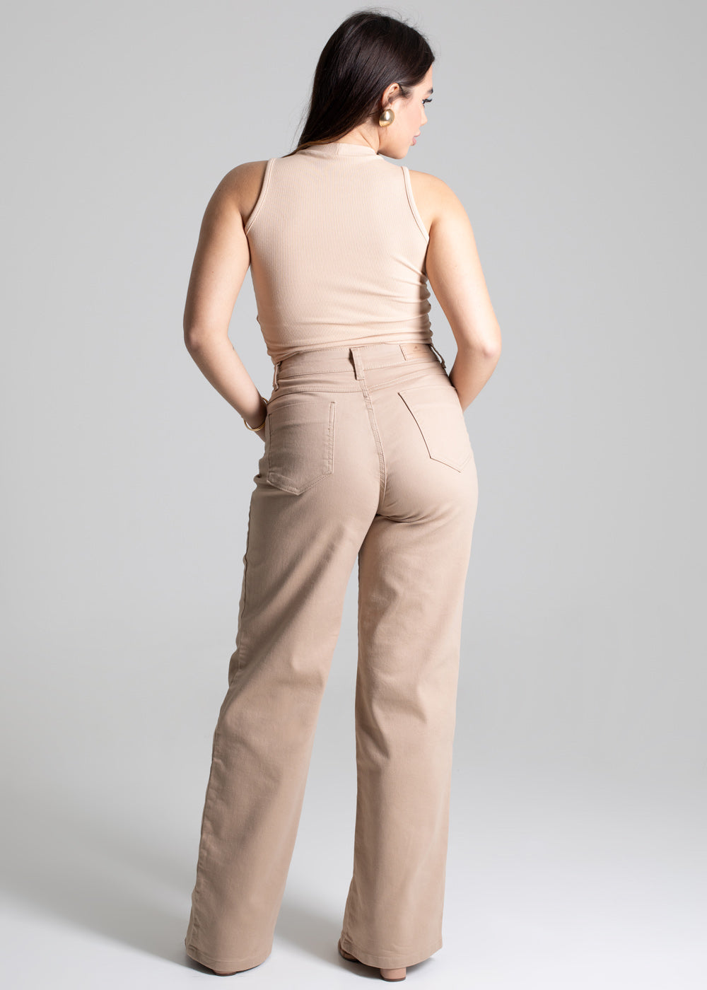 Calça Sarja Sawary Wide Leg - 277558 BEGE