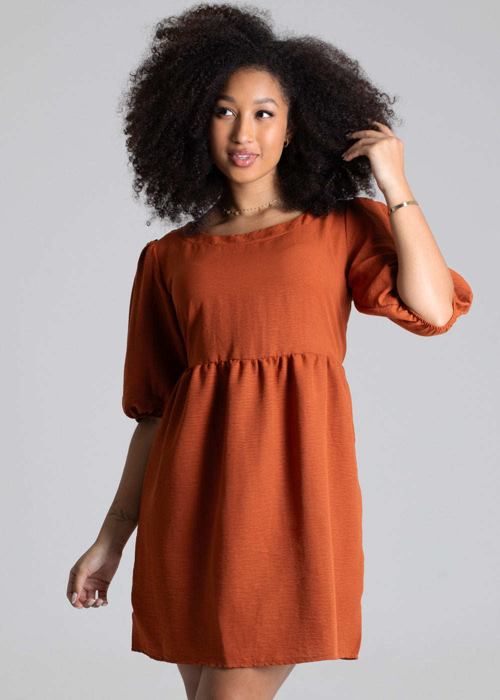 Vestido Sawary Basico Ferrugem - 277979 MARROM