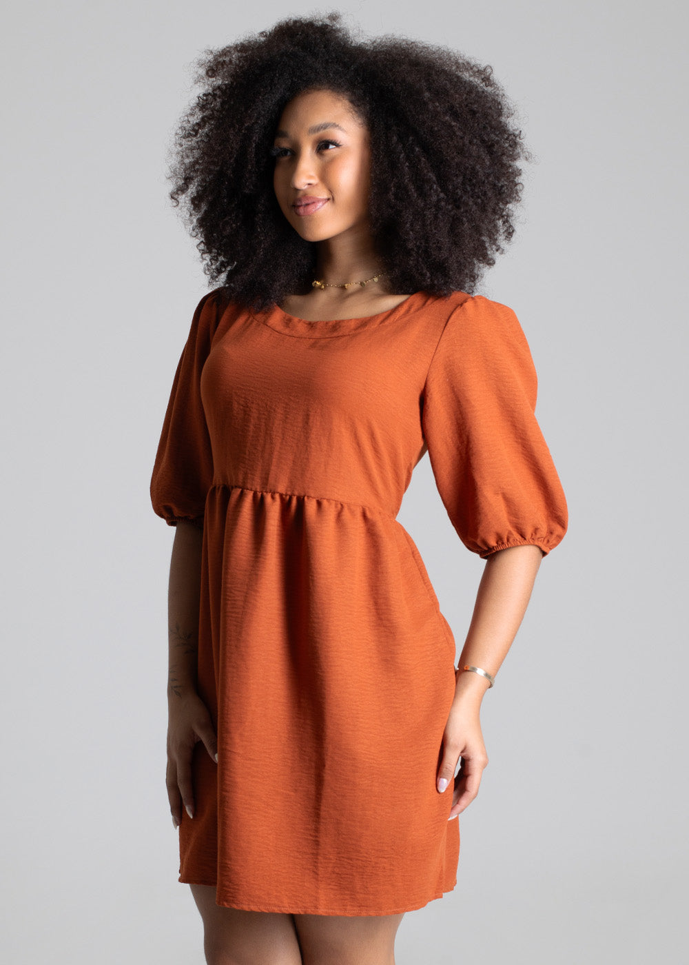 Vestido Sawary Basico Ferrugem - 277979 MARROM