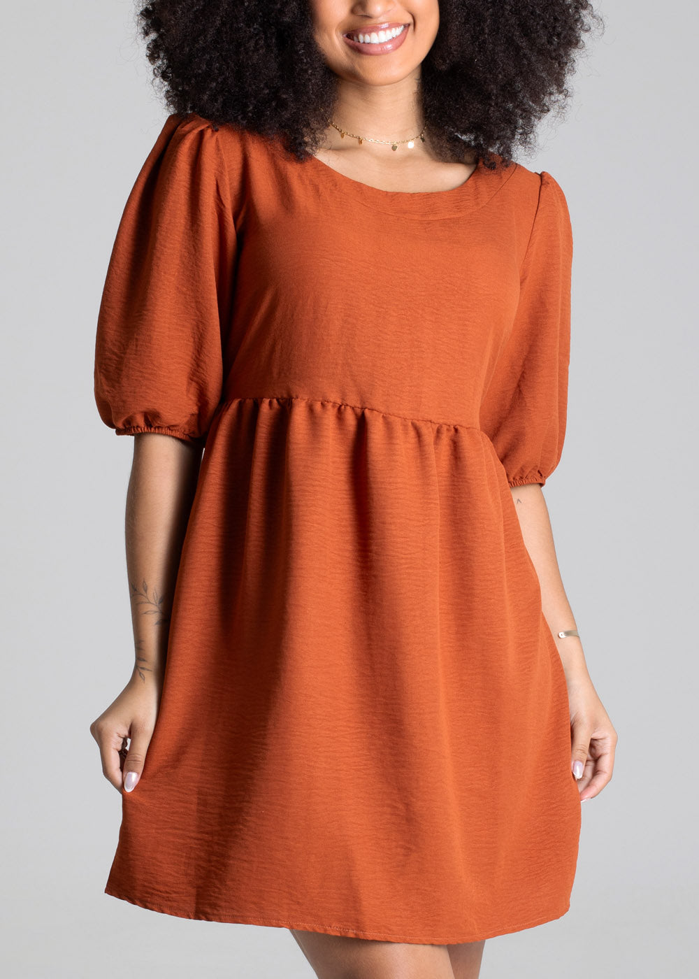 Vestido Sawary Basico Ferrugem - 277979 MARROM