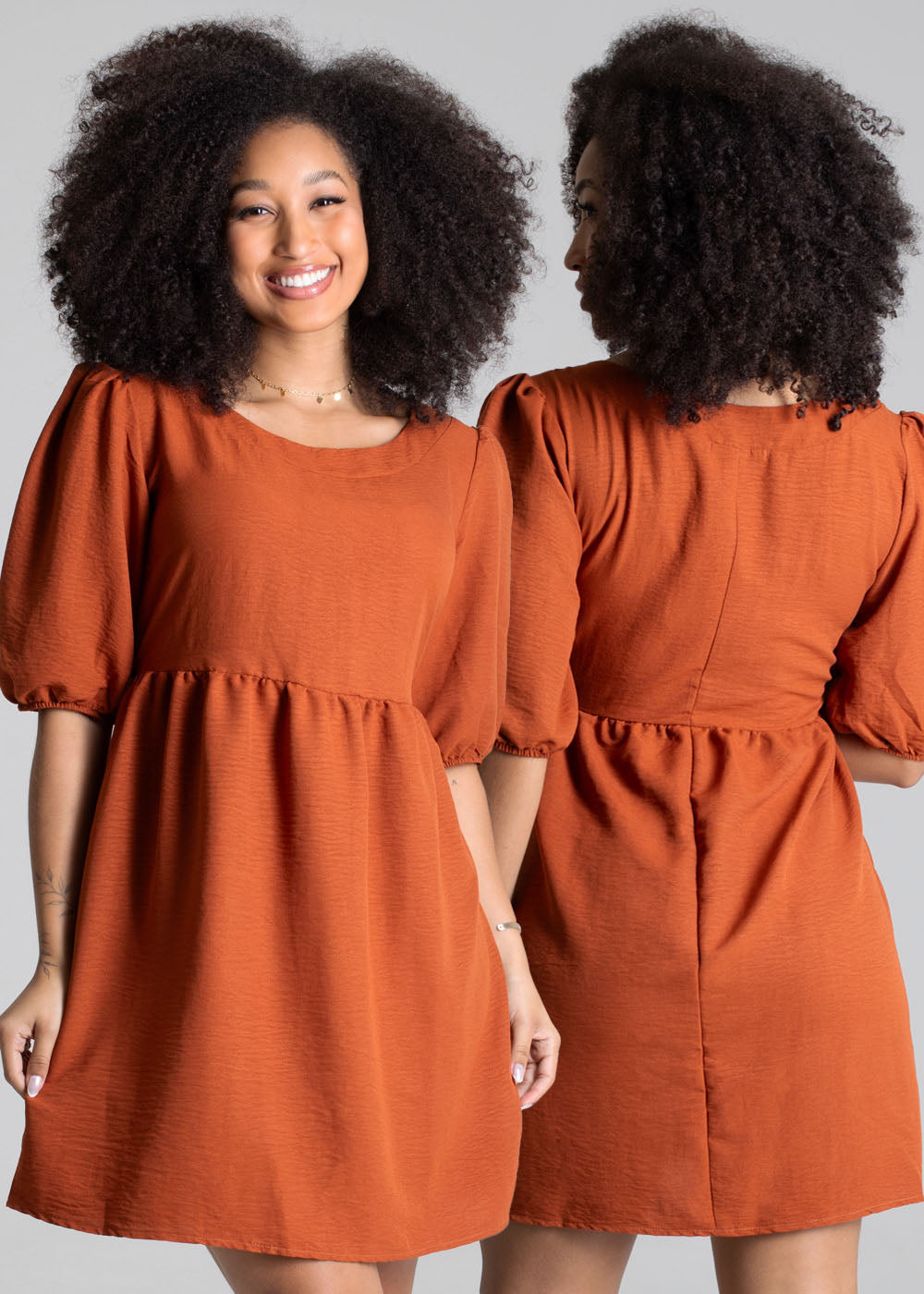 Vestido Sawary Basico Ferrugem - 277979 MARROM