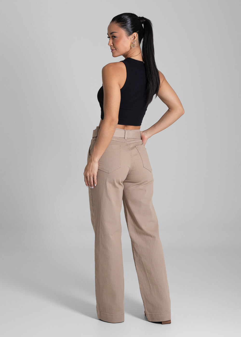 Calça Sarja Sawary Wide Leg - 277998 BEGE