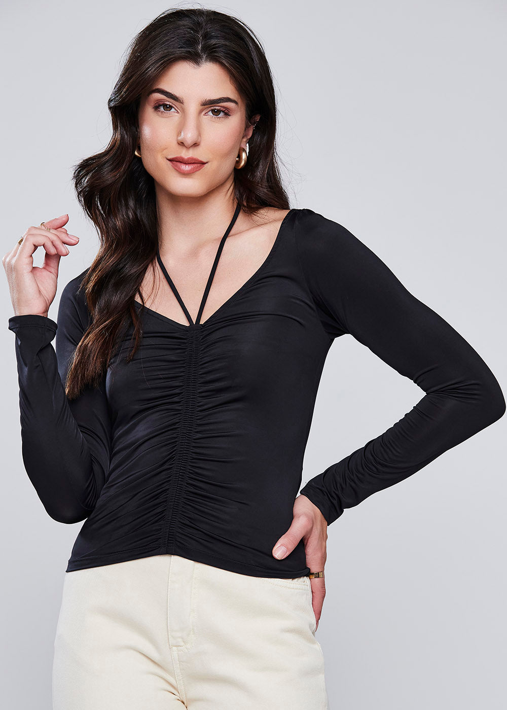 Blusa Sawary Franzido - 278308 PRETO
