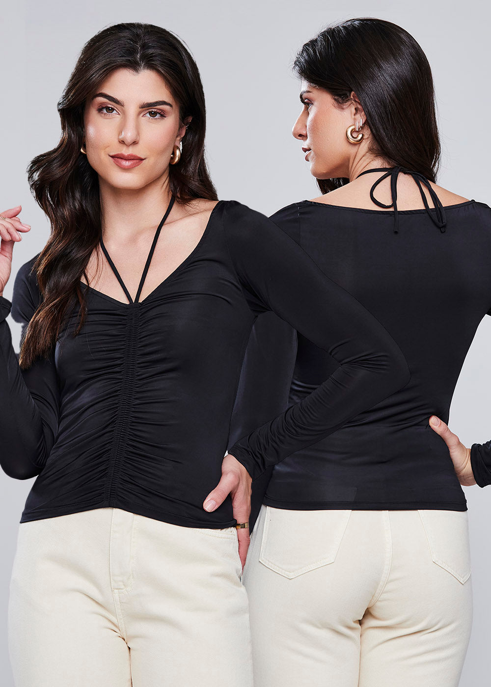 Blusa Sawary Franzido - 278308 PRETO