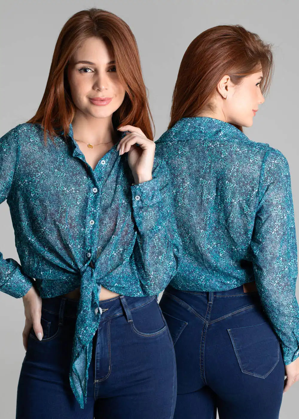 Camisa Sawary Estampa - 278798 AZUL