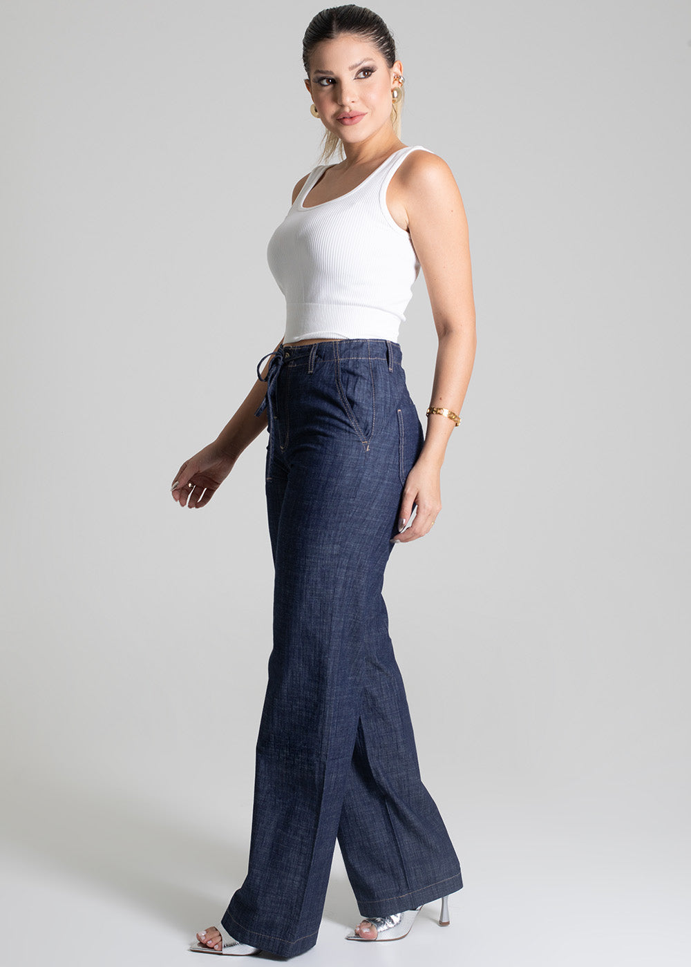 Calca Jeans Sawary Pantalona Wide Leg - 278933 AZUL