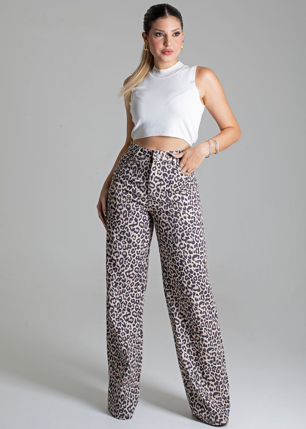 Calça Sarja Sawary Wide Leg - 279079 ESTAMPADO