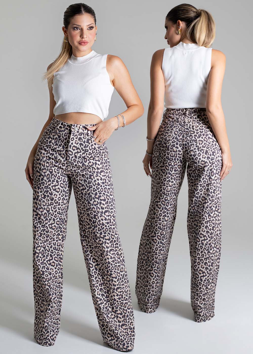 Calça Sarja Sawary Wide Leg - 279079 ESTAMPADO