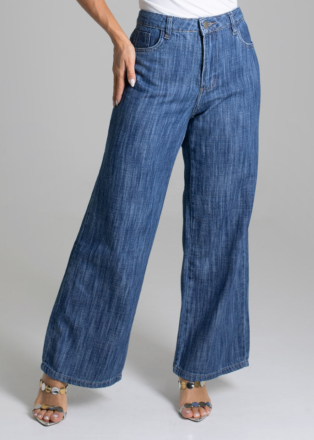 Calça Jeans Sawary Wide Leg Petit - 279149 AZUL