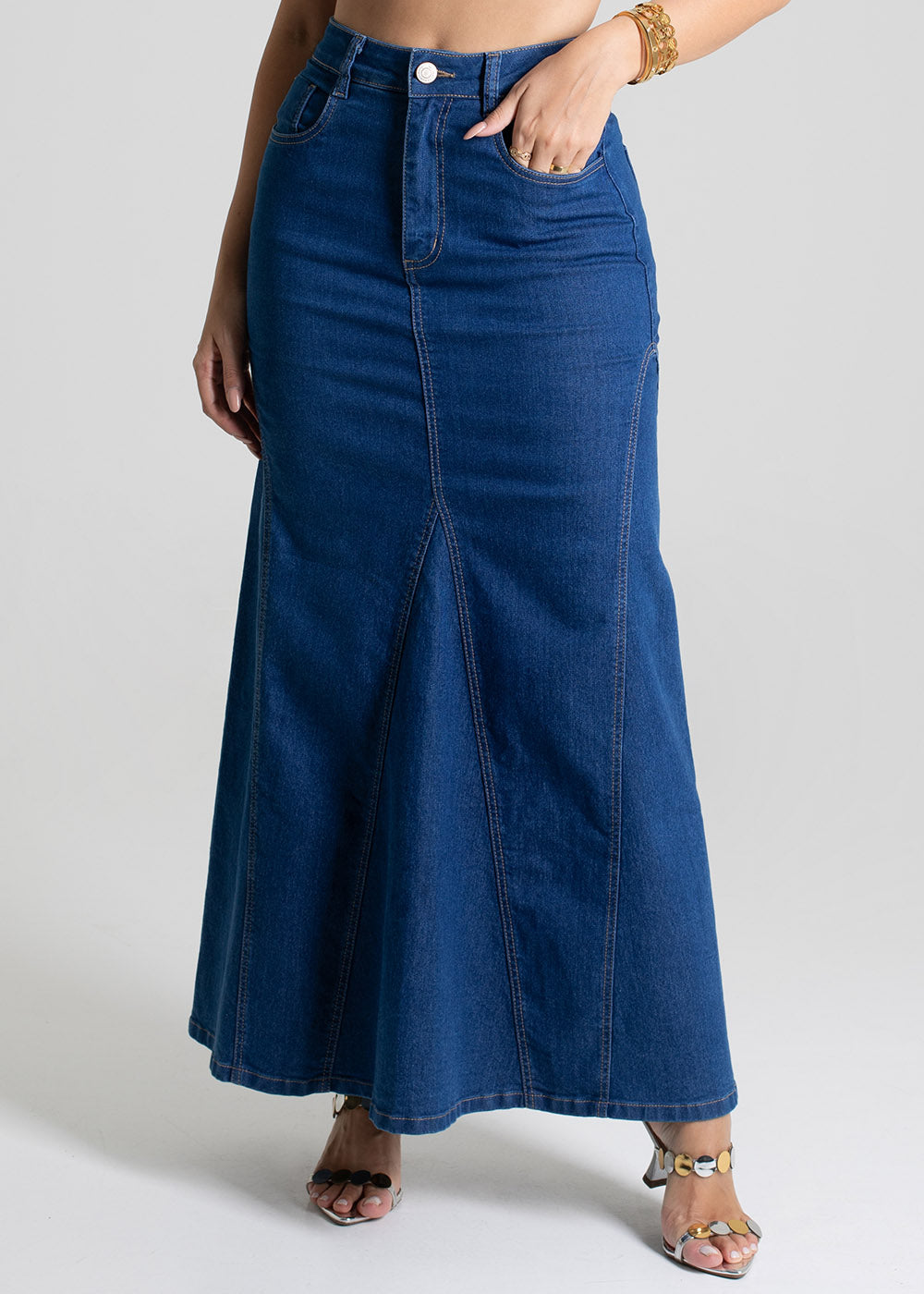 Saia Jeans Sawary Midi - 279490 AZUL
