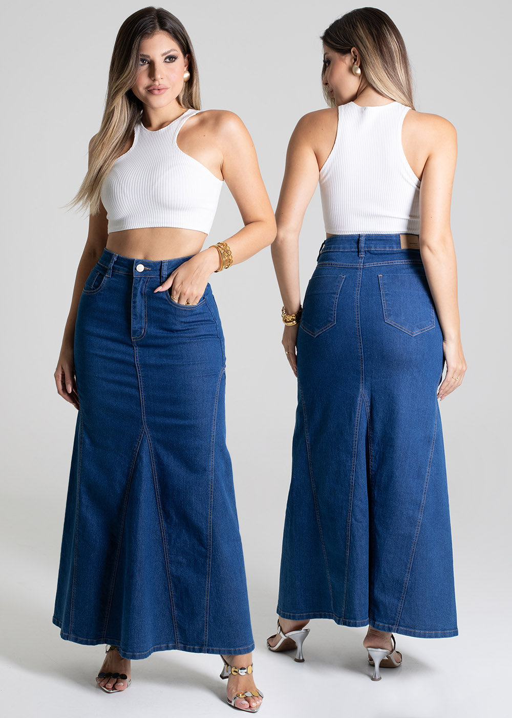 Saia Jeans Sawary Midi - 279490 AZUL
