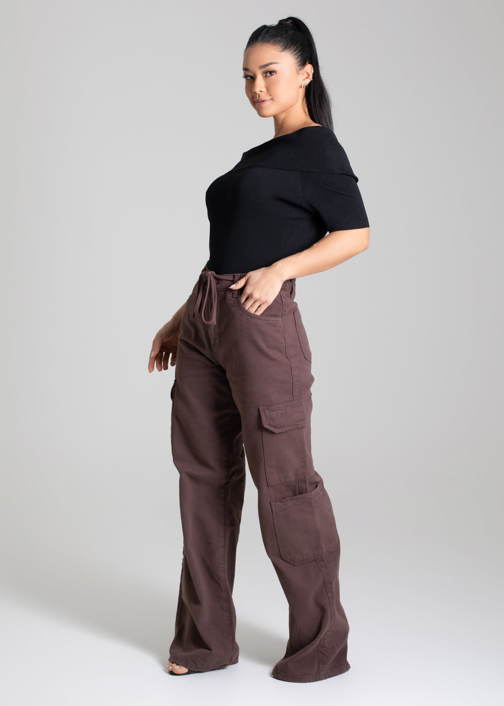 Calça Sarja Sawary Wide Leg - 279524 MARROM