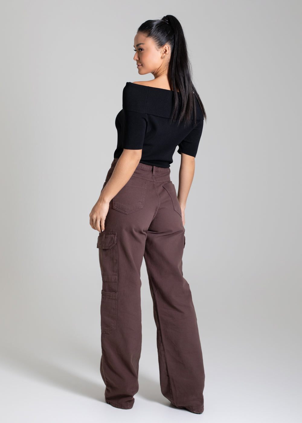 Calça Sarja Sawary Wide Leg - 279524 MARROM