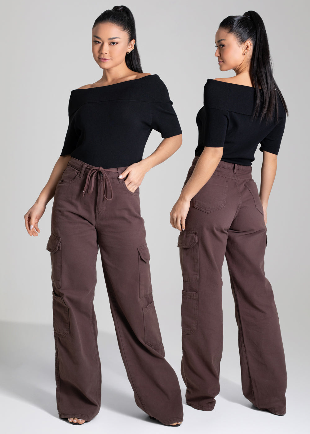 Calça Sarja Sawary Wide Leg - 279524 MARROM