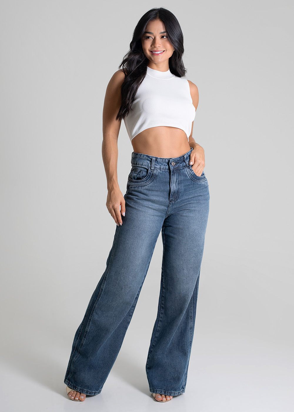 Calça Jeans Sawary Wide Leg - 279599 PRETO