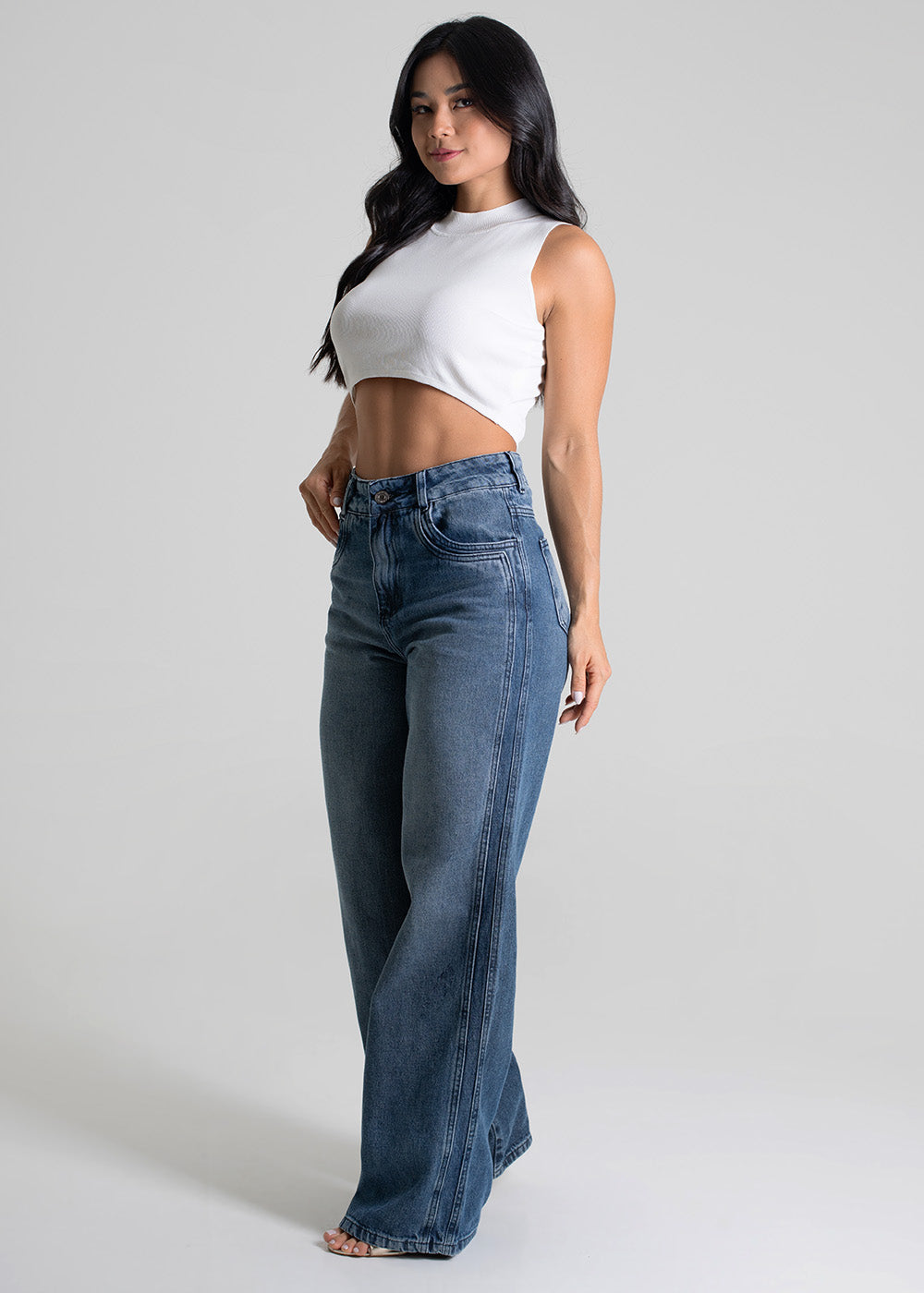 Calça Jeans Sawary Wide Leg - 279599 PRETO