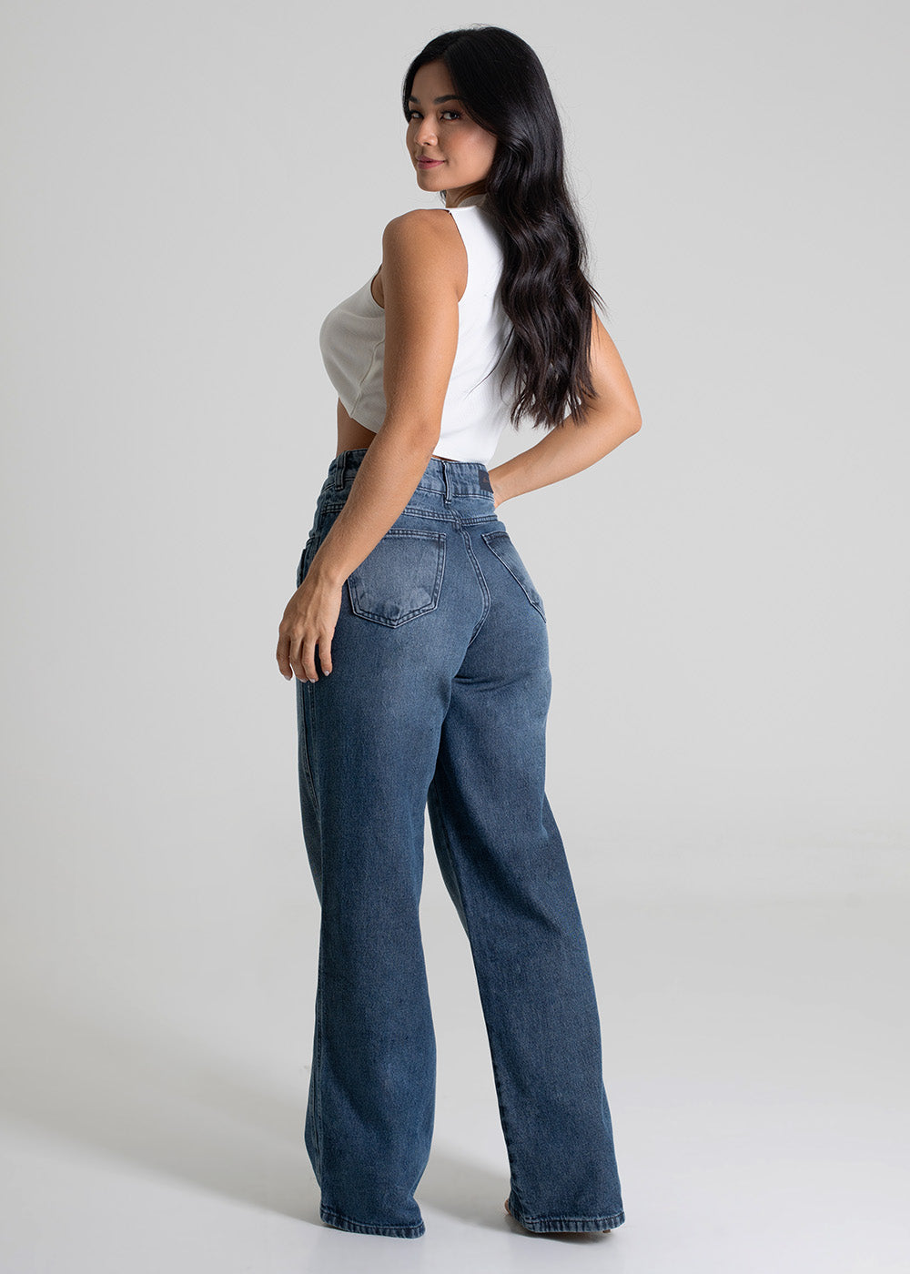 Calça Jeans Sawary Wide Leg - 279599 PRETO