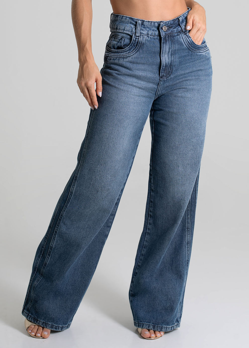 Calça Jeans Sawary Wide Leg - 279599 PRETO