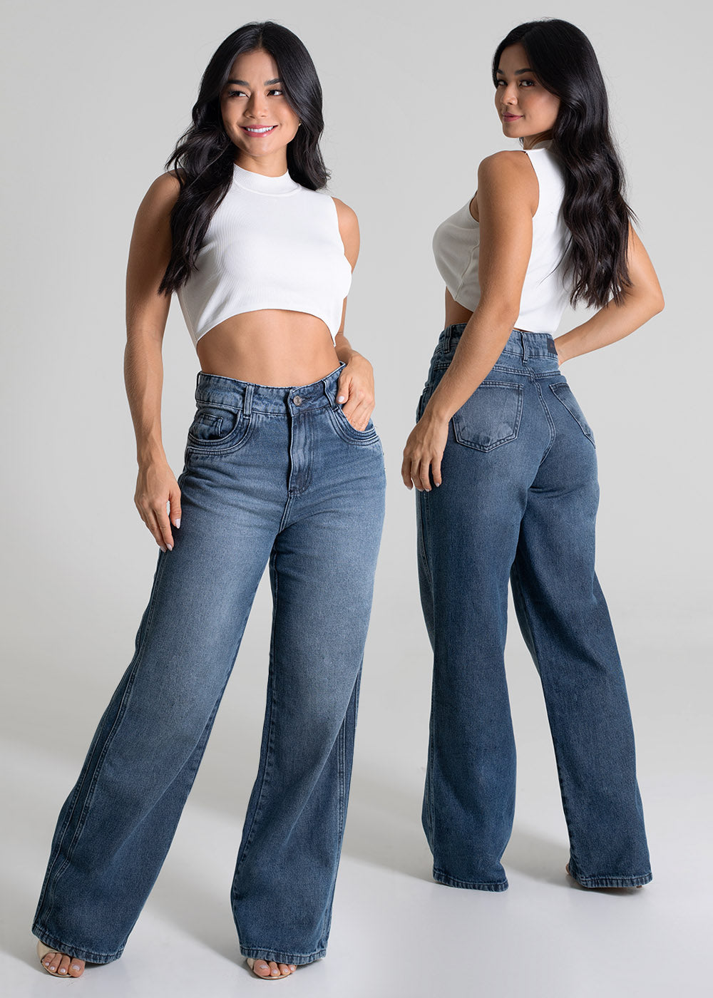 Calça Jeans Sawary Wide Leg - 279599 PRETO