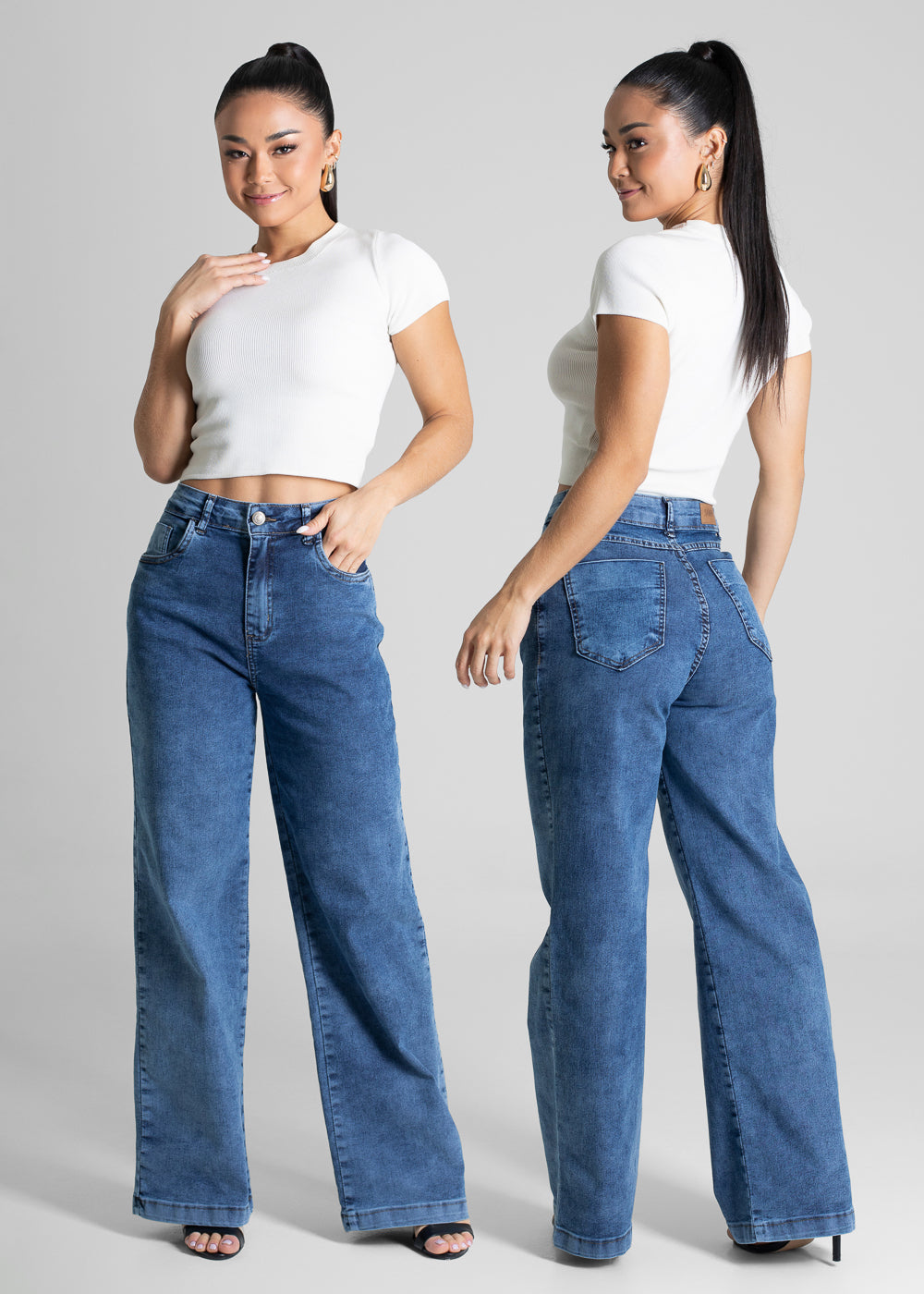Calça Jeans Sawary Wide Leg Petit - 279663 AZUL