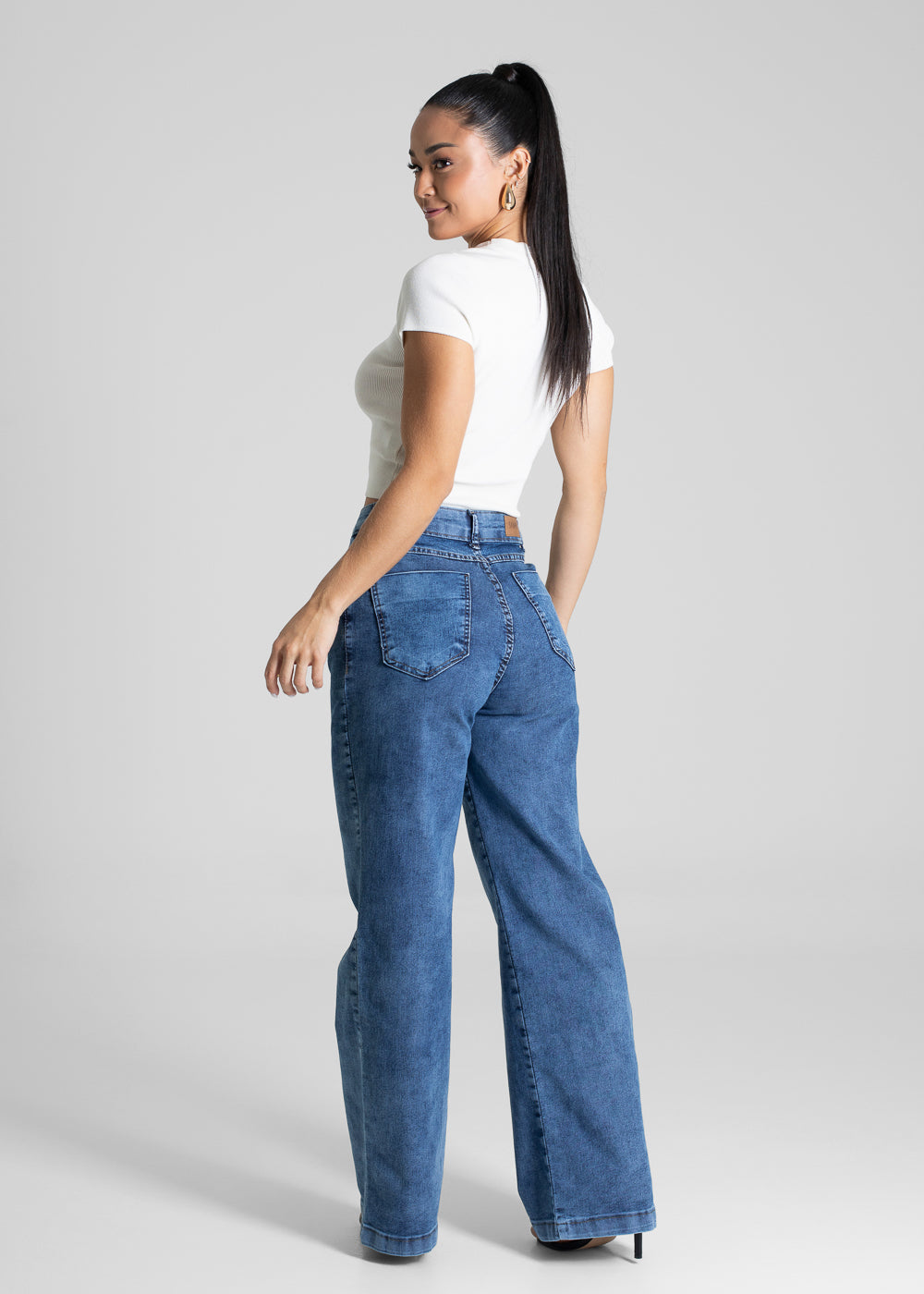 Calça Jeans Sawary Wide Leg Petit - 279663 AZUL