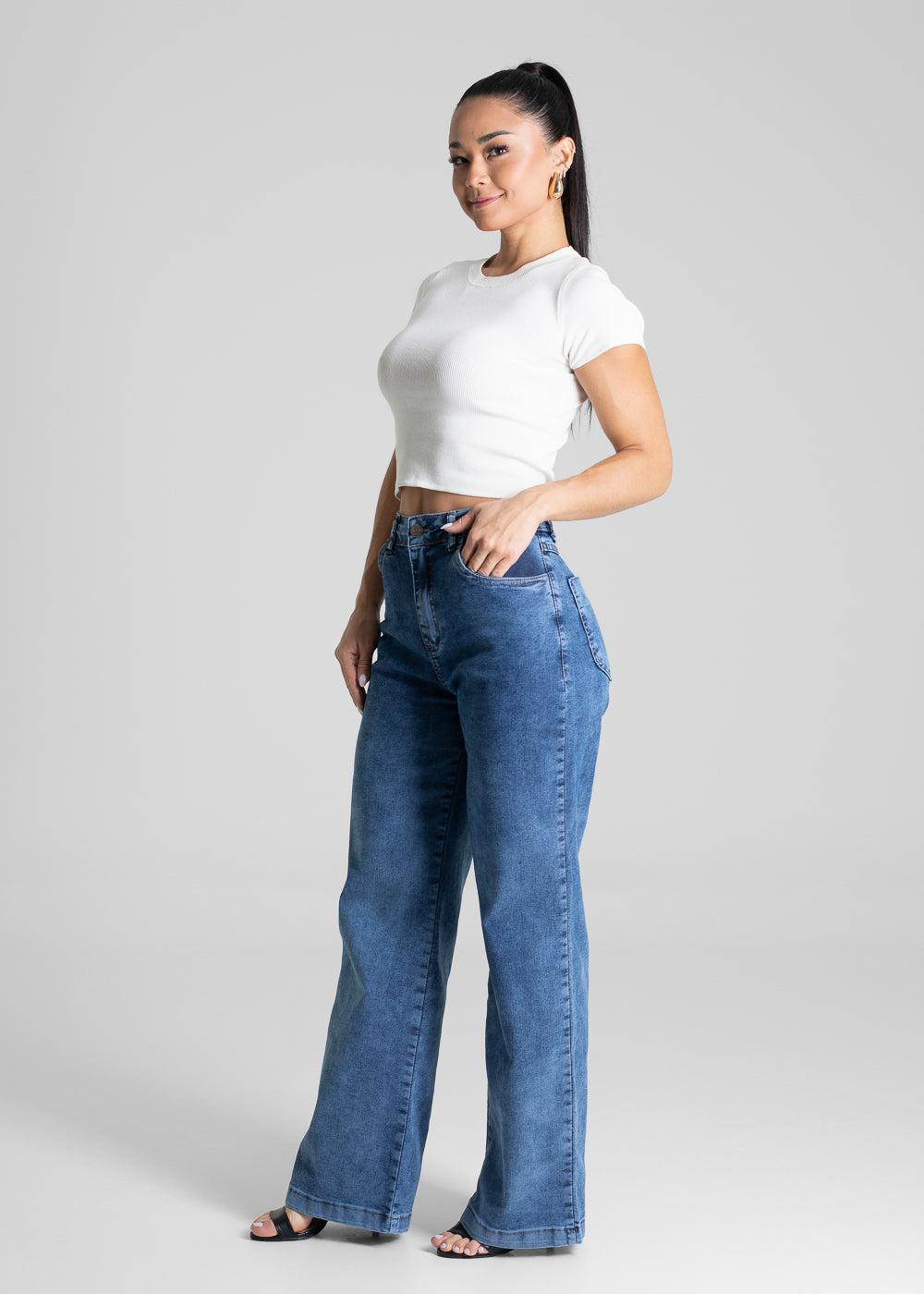 Calça Jeans Sawary Wide Leg Petit - 279663 AZUL