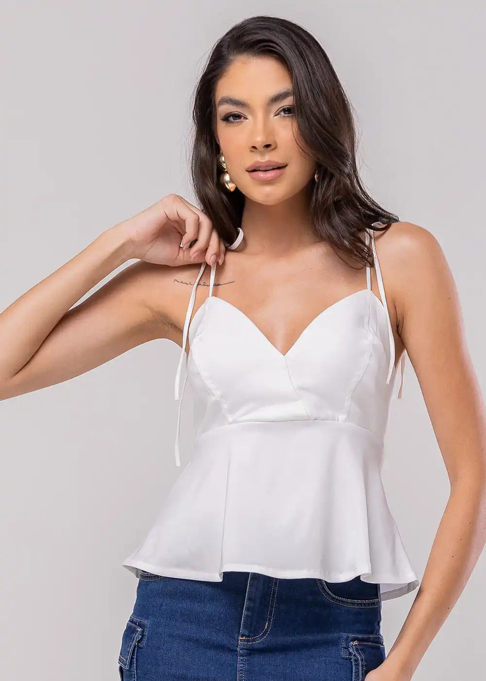 Blusa Sawary Peplum - 279690 OFF WHITE