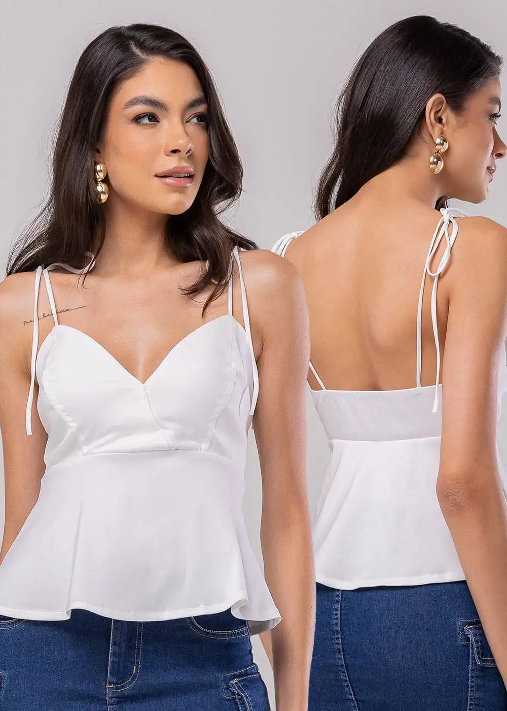 Blusa Sawary Peplum - 279690 OFF WHITE