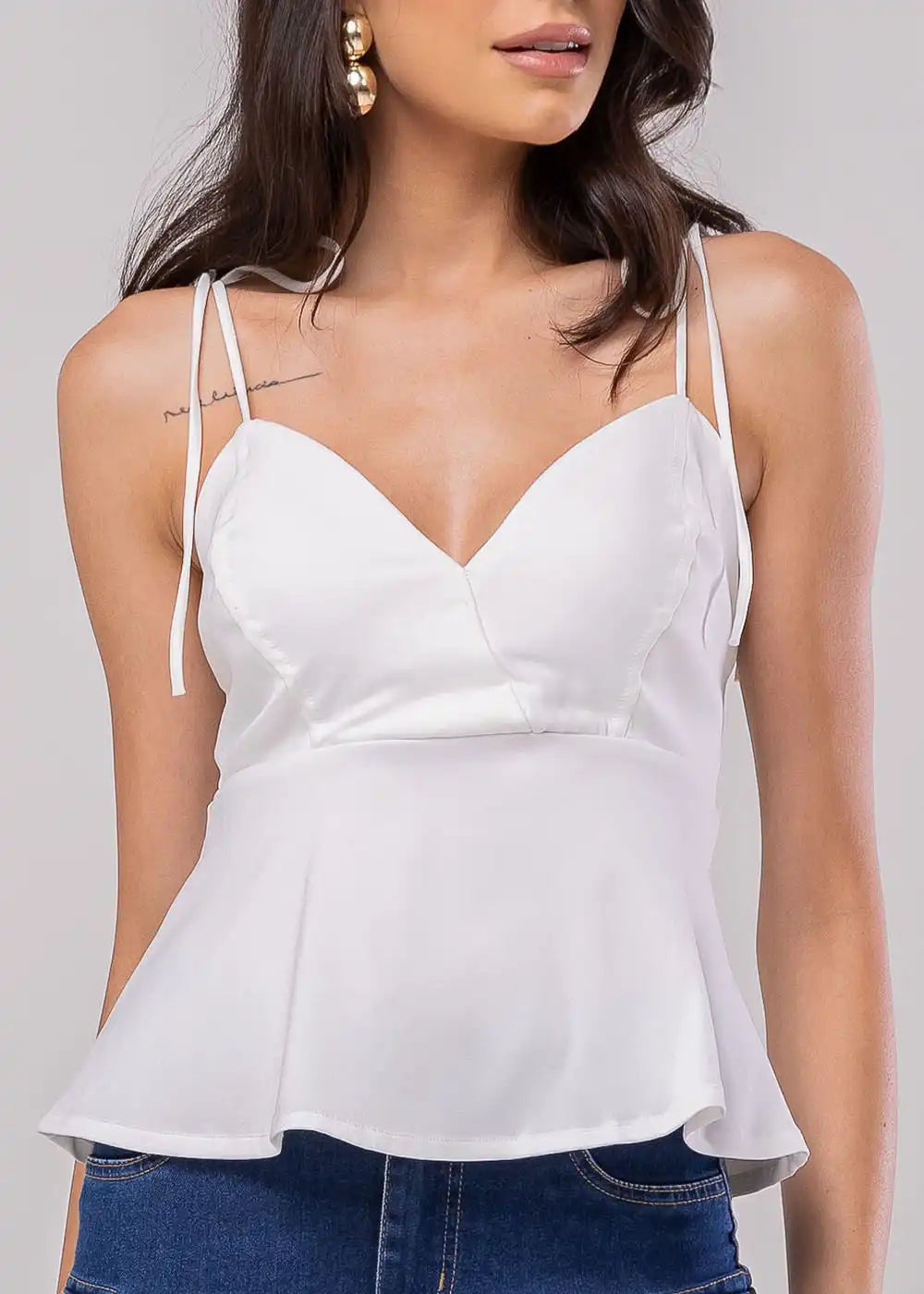 Blusa Sawary Peplum - 279690 OFF WHITE