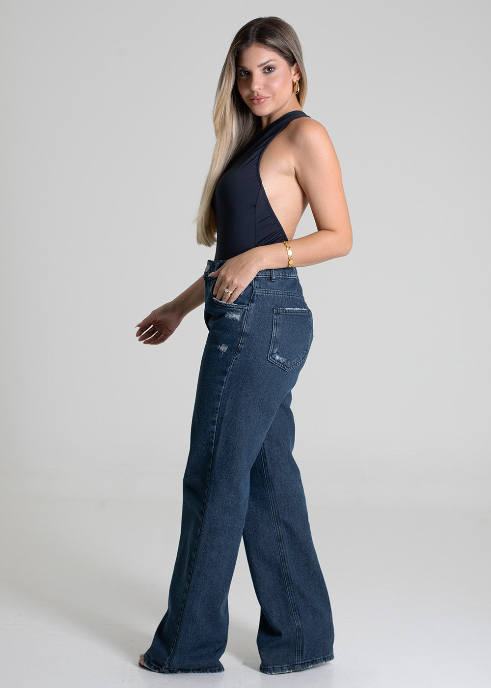 Calça Jeans Sawary Wide Leg - 279699 PRETO