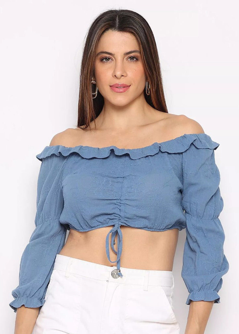 Top Ciganinha Sawary Manga Longa - 279700 AZUL