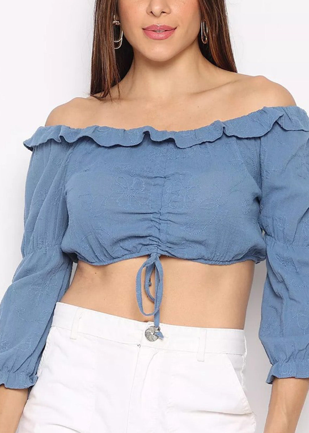 Top Ciganinha Sawary Manga Longa - 279700 AZUL