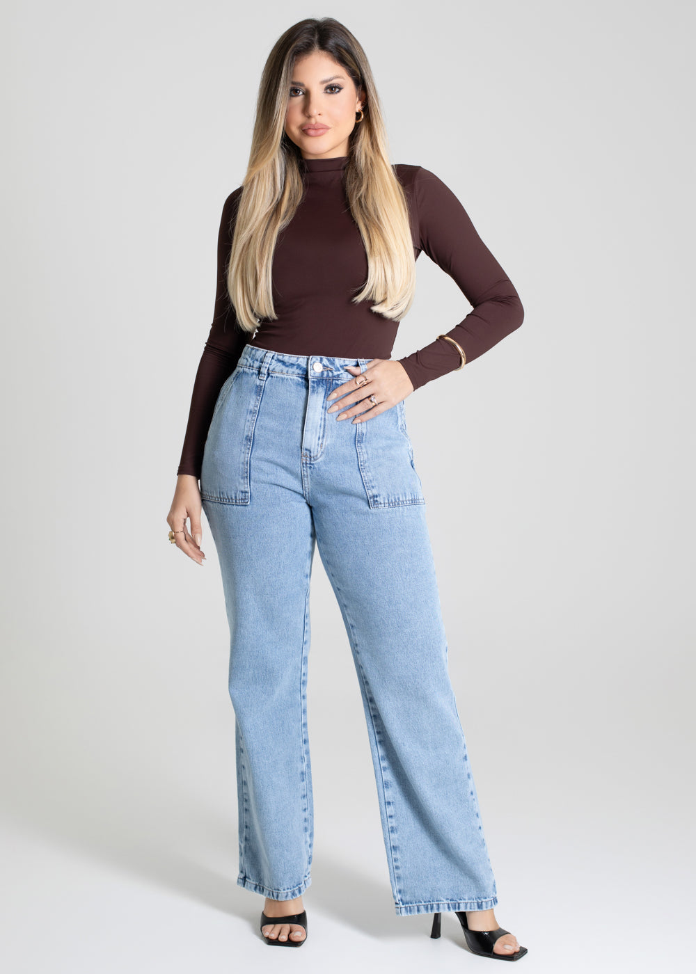 Calça Jeans Sawary Wide Leg Petit - 279838 AZUL