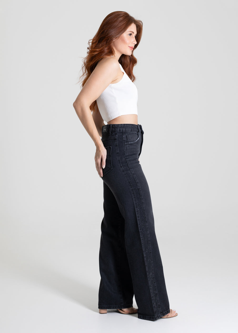 Calça Jeans Sawary Wide Leg - 279911 PRETO