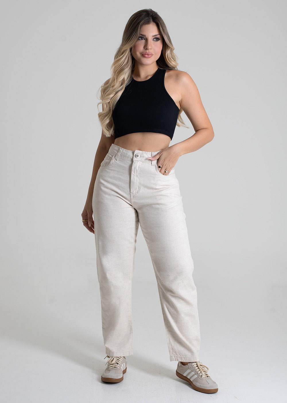 Calça Linho Sawary Barrel - 279933 OFF WHITE