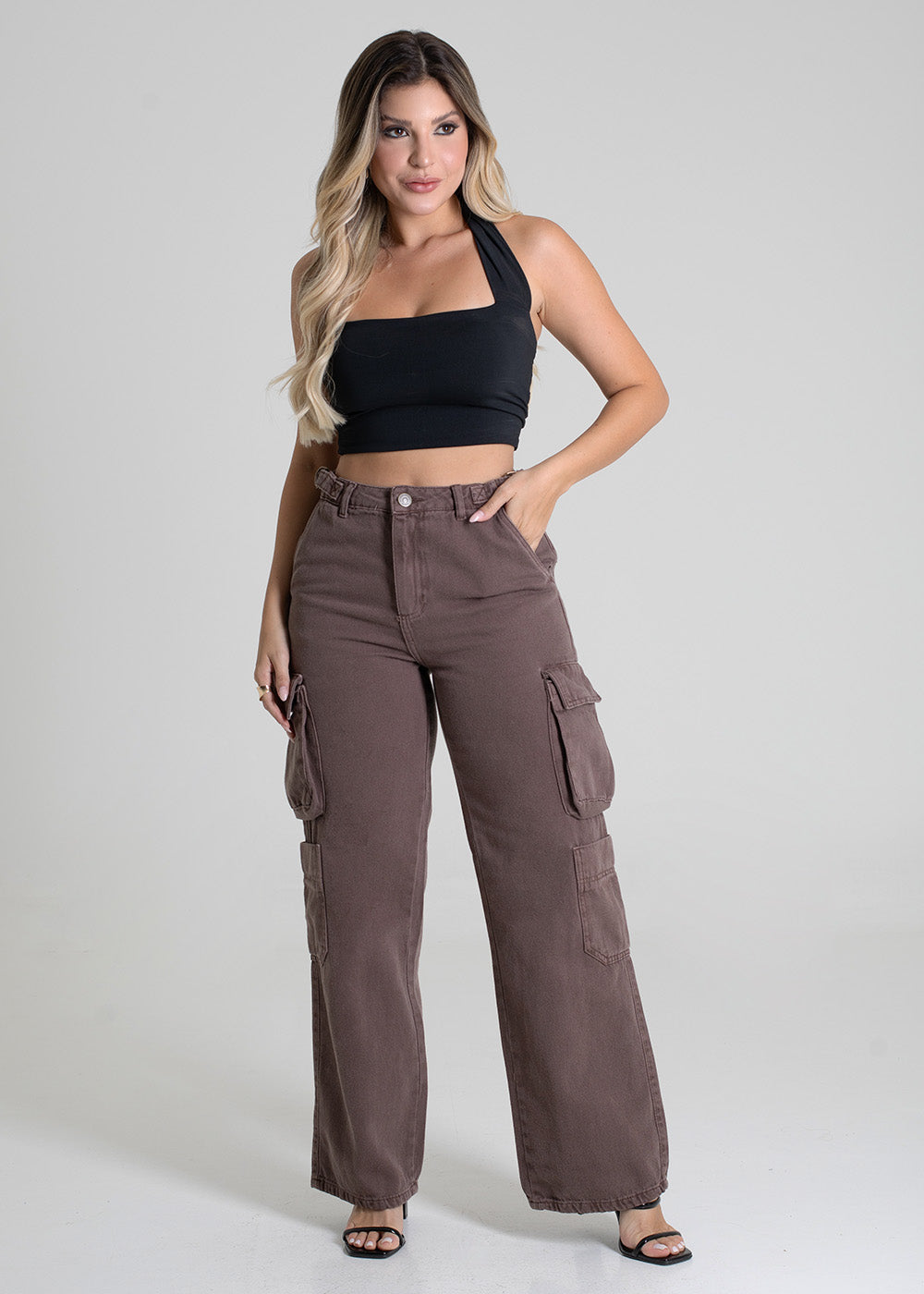 Calça Sarja Sawary Wide Leg - 279950 MARROM