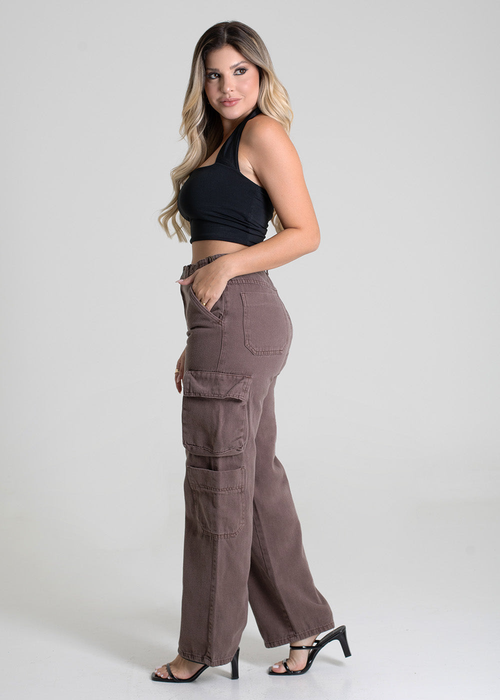Calça Sarja Sawary Wide Leg - 279950 MARROM