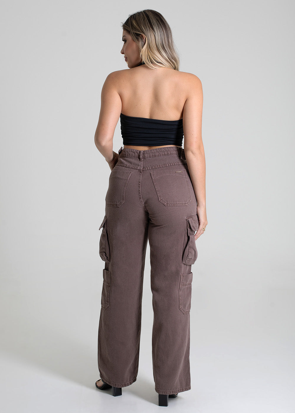 Calça Sarja Sawary Wide Leg - 279950 MARROM