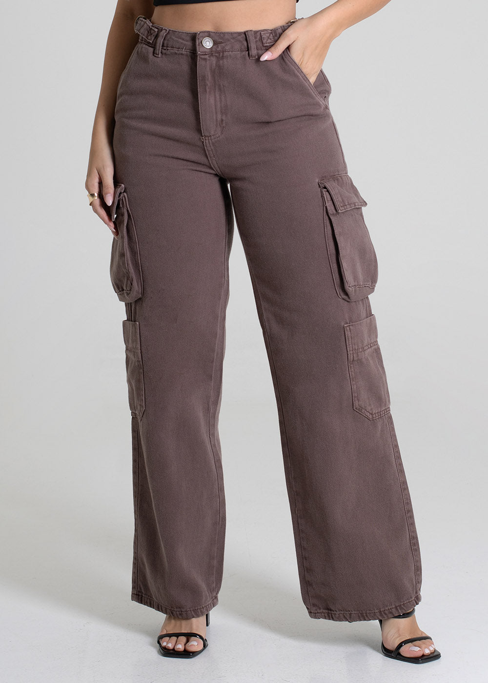 Calça Sarja Sawary Wide Leg - 279950 MARROM