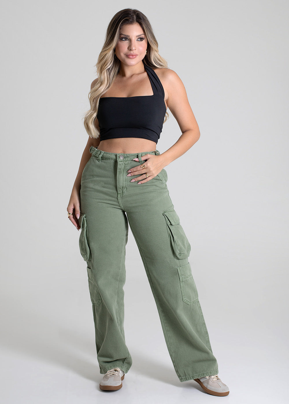 Calça Sarja Sawary Wide Leg - 279951 VERDE