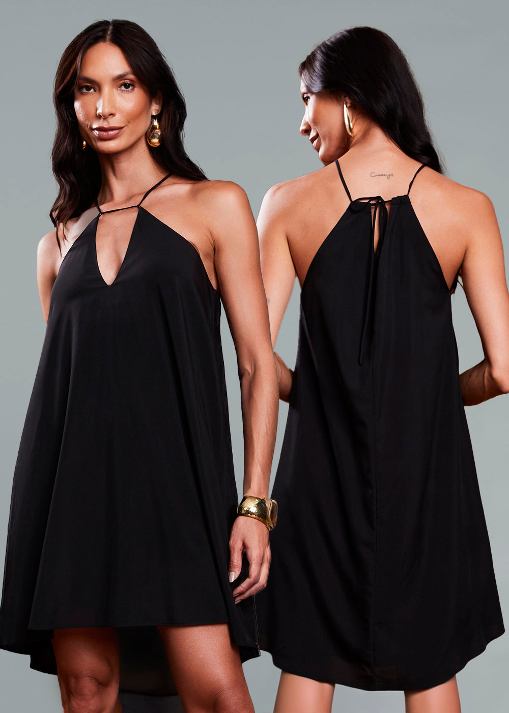 Vestido Sawary Degote Gota - 279986 PRETO