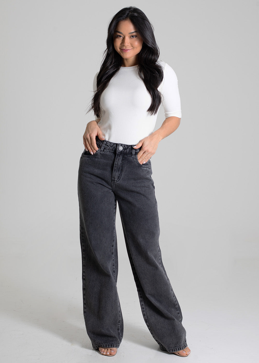Calça Jeans Sawary Wide Leg - 280018 PRETO