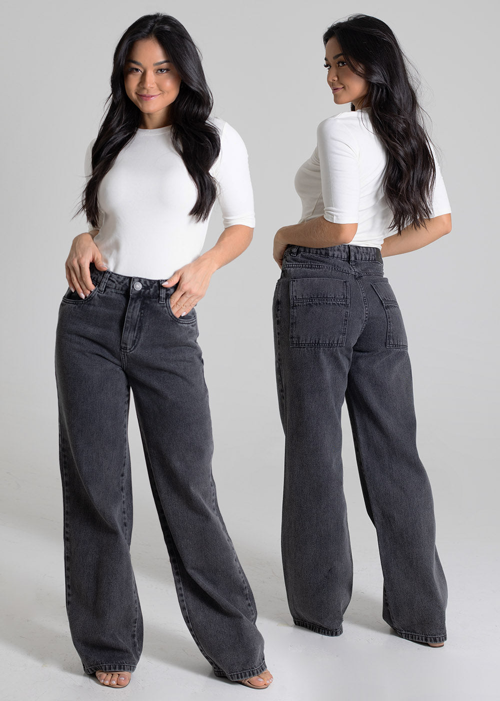 Calça Jeans Sawary Wide Leg - 280018 PRETO