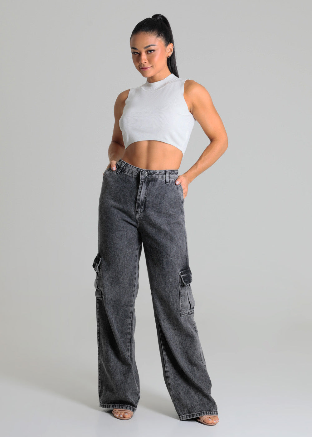 Calça Jeans Sawary Wide Leg - 280057 PRETO