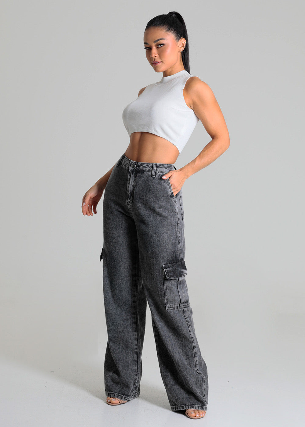 Calça Jeans Sawary Wide Leg - 280057 PRETO