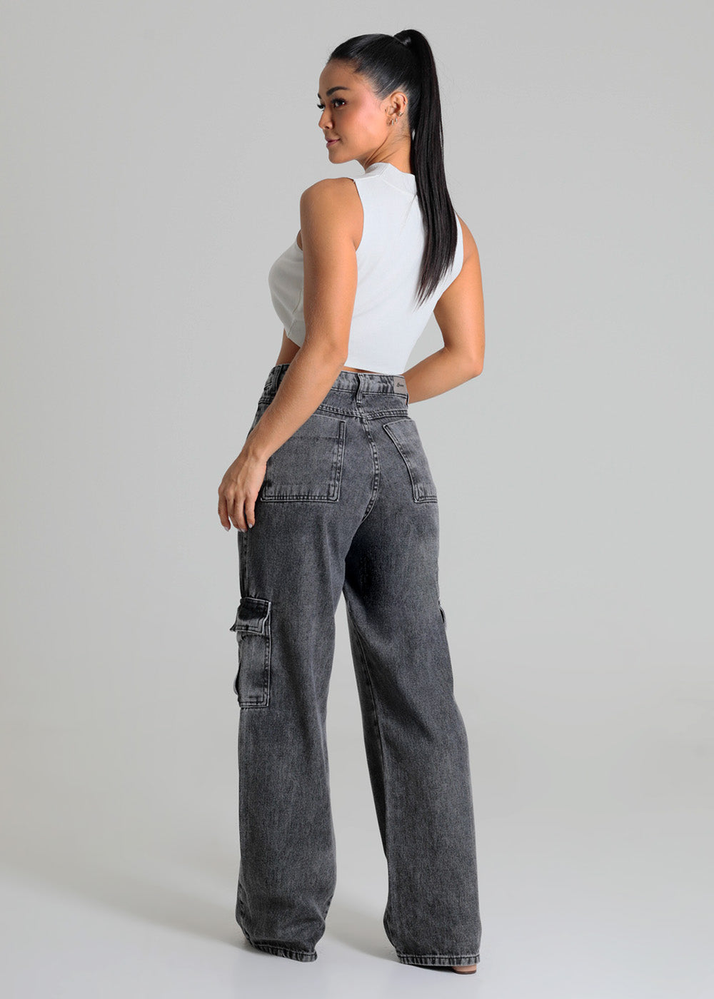 Calça Jeans Sawary Wide Leg - 280057 PRETO