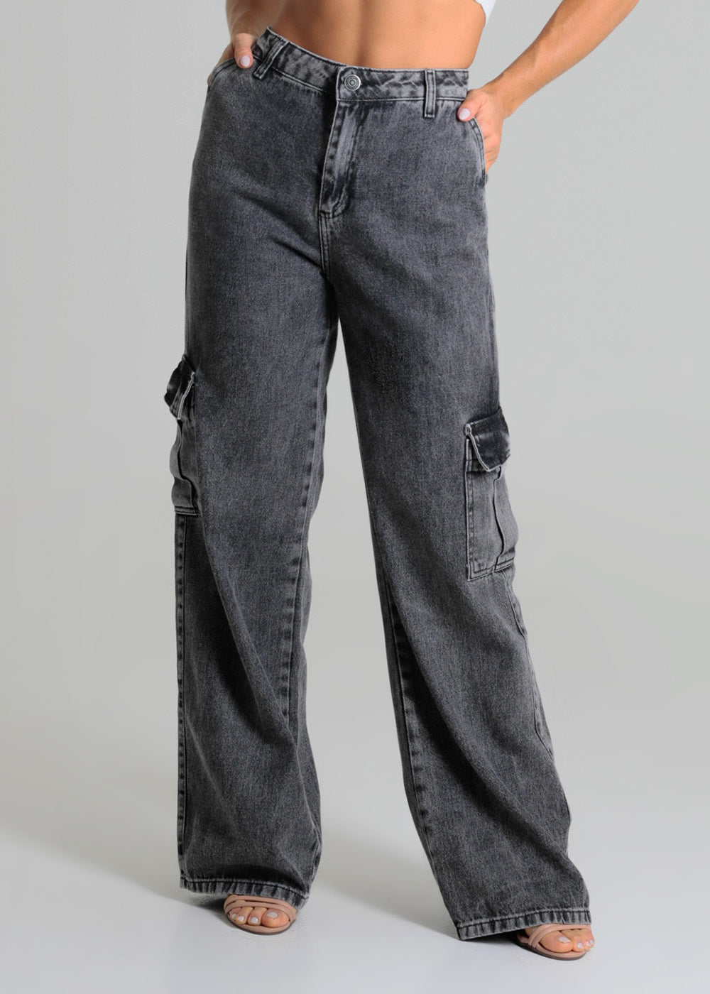 Calça Jeans Sawary Wide Leg - 280057 PRETO